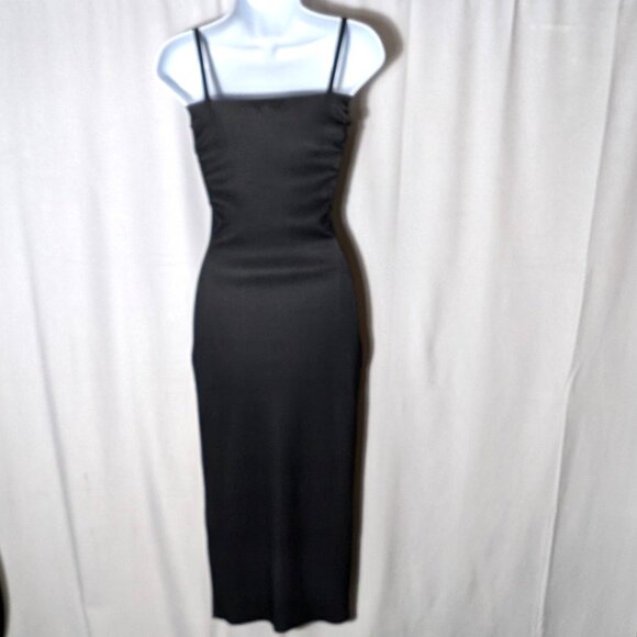 ZARA Bodycon Fitting MIDI Dress SIZE SMALL Black SLEEVELESS Spaghetti Strap NWT - Picture 6 of 10